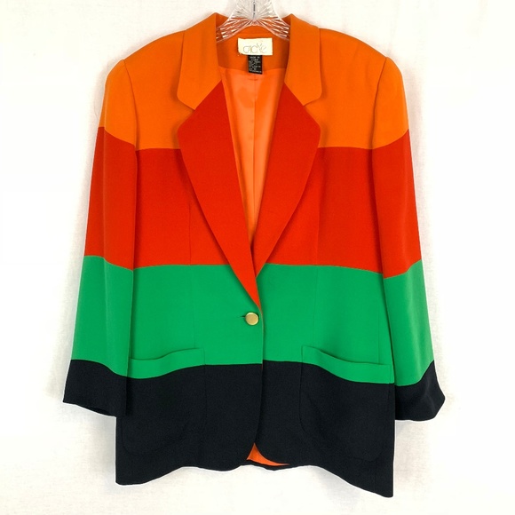 Cache Jackets & Blazers - Cache Vintage 100% Silk Colorblock Blazer Jacket